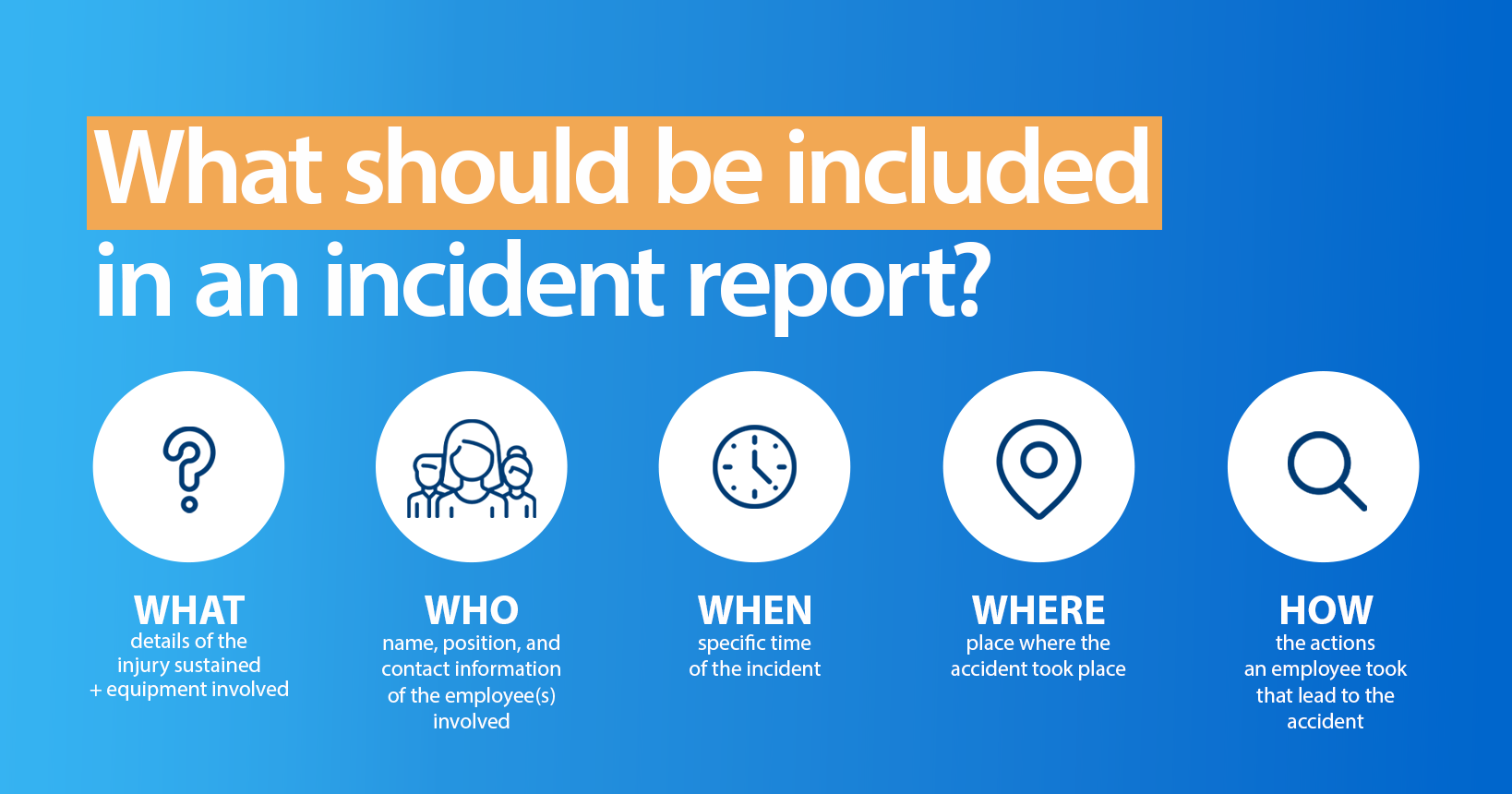 Instructions on what should be included in an incident report